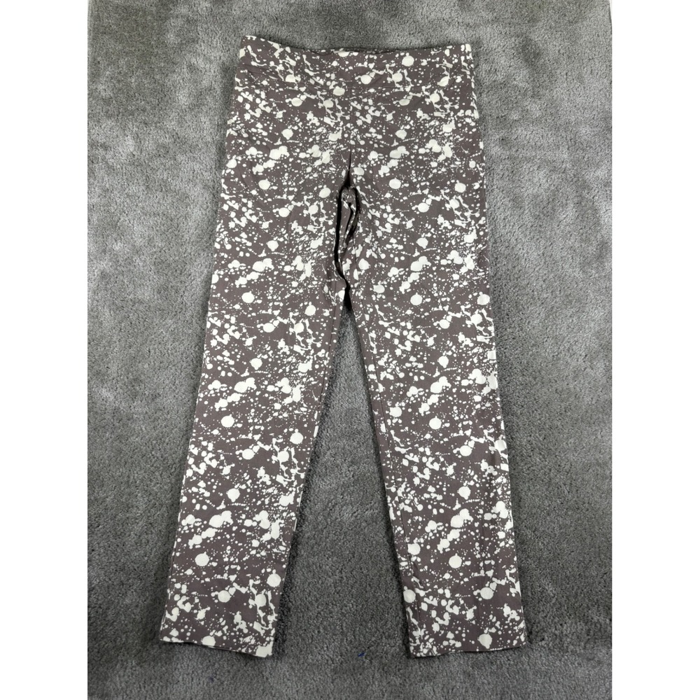 Krazy Larry Brown White Paint Splatter Pull On Ankle Pants Size 10